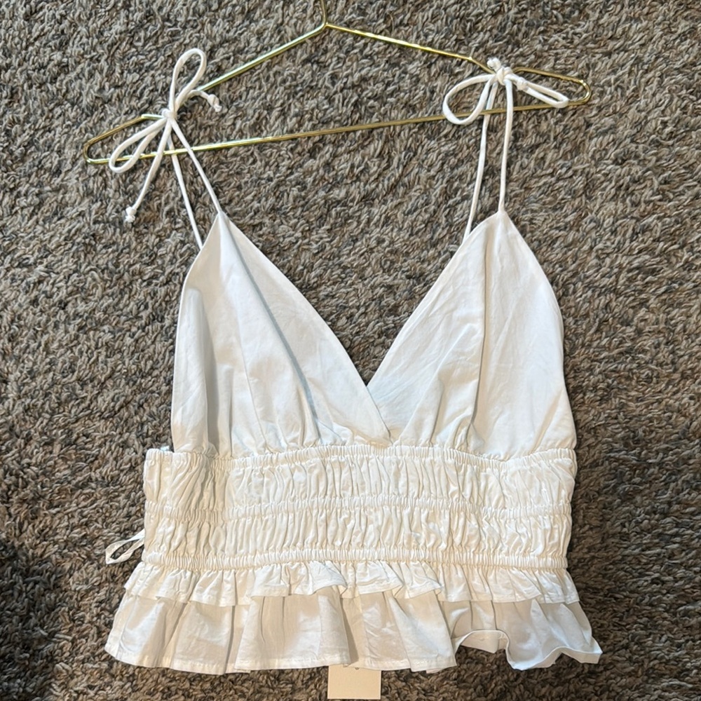 Chic White Ruffle Top